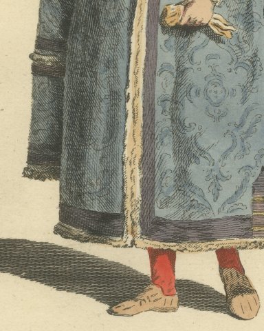 Wealthy Merchant of London in 1588, Fur Trimmed Gown, Jefferys Print, 1757, close-up 3