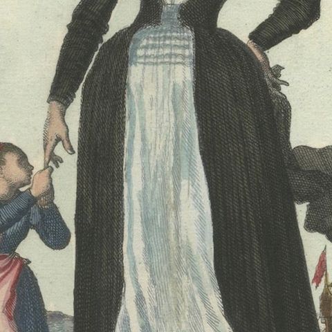 Copperplate Engraving of a Dutch Seaman’s Wife in Traditional Costume, 1703, close-up 6