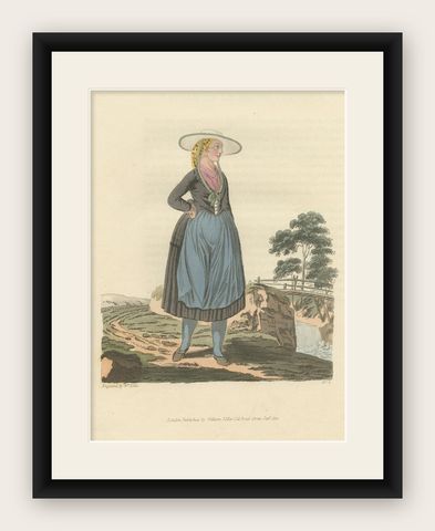 Old Costume Print of a Peasant of Upper Carniola, Slovenia, Eastern Europe, 1804, shown framed