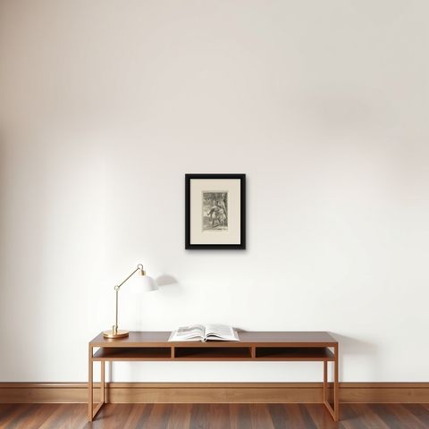 Antique Print of a Costume of a New Zealand Chief, shown framed on a wall