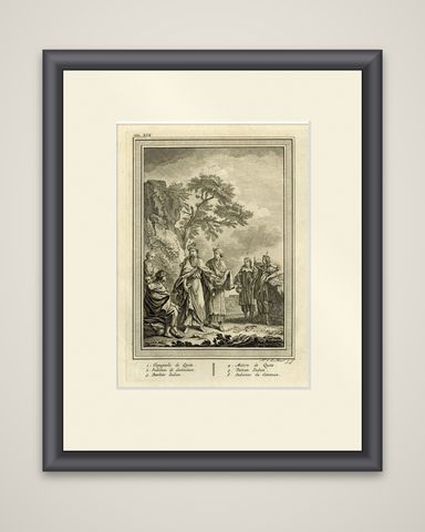 Antique Print of Six South American Figures, Incl a Barber, Farmer, Etc. c.1770, shown framed