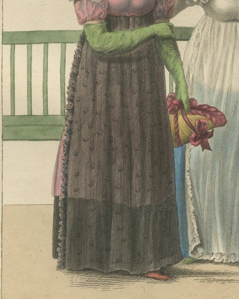 A Frisian and a Groningen Girl, Dutch Regional Dress, Maaskamp, circa 1820, close-up 2