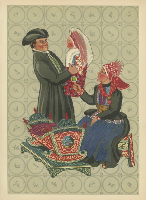 Hindeloopen Family with Painted Cradle, Dutch Costume, 1932, close-up 6