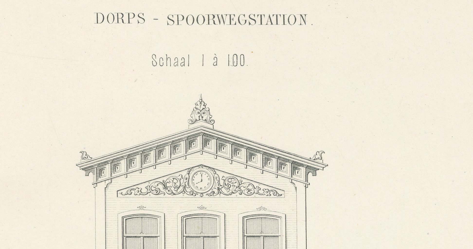 Village Railway Station, Waarden, Dutch Architecture Print, Leliman, 1865-1866, view 3