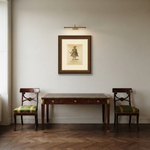 Habit of a Moscovian Officer in 1577 with Bow, Jefferys Costume Plate, 1757, shown framed in a room