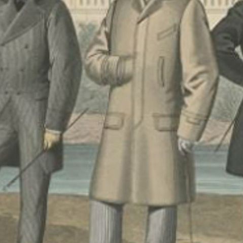 Hand-Colored Antique Fashion Print, Published in September, 1874, close-up 2