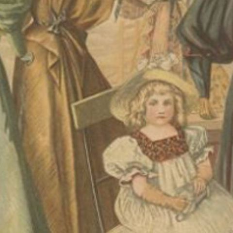 German Antique Fashion Print of Women, Published in 1894, close-up 2