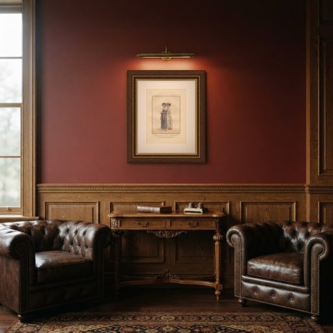The Promenade, Two Young Women, Dutch Costume Print, 1811, shown framed in a room