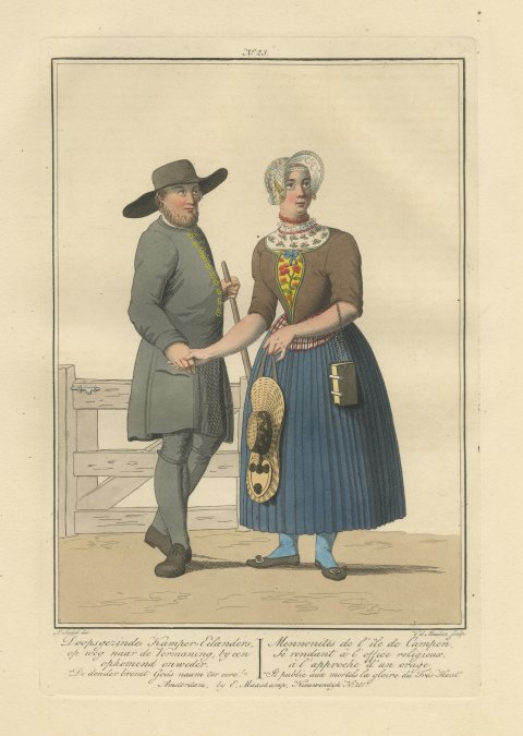 Mennonites of Kampereiland on the Way to Meeting, Dutch Costume, circa 1820