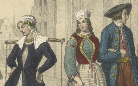 Dutch Regional Costumes, North Holland and Zuyderzee Figures, c.1845, close-up 2
