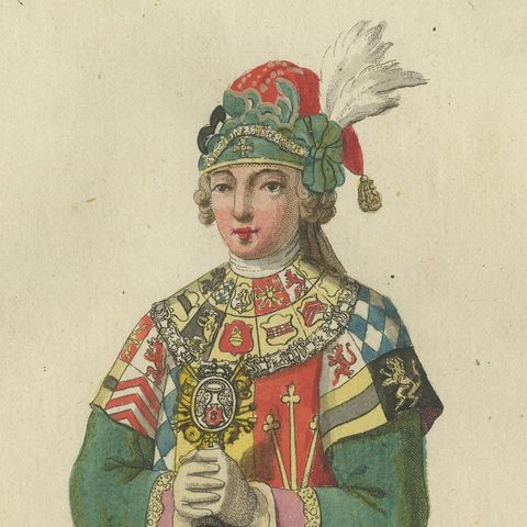 Herald of the Order of Saint Hubert: 1791 Colored Engraving in Ceremonial Dress, close-up 5