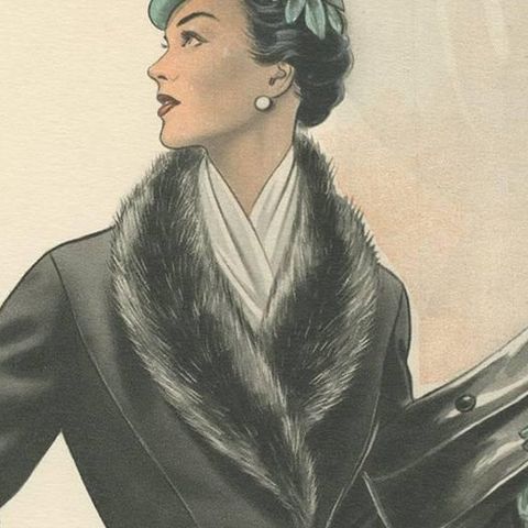 Vintage Fashion Print 'Pl. 16528' Published in Le Tailleur Moderne, 1954, close-up 1