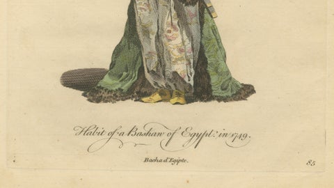 Habit of a Bashaw of Egypt, Elegant Ottoman Costume Engraving, 1749, close-up 4