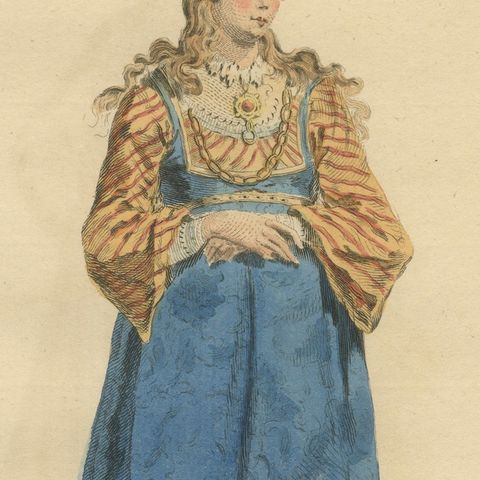 Greek Lady of Pera, Ottoman Costume Print, Hand-Colored Engraving, 1749, close-up 5