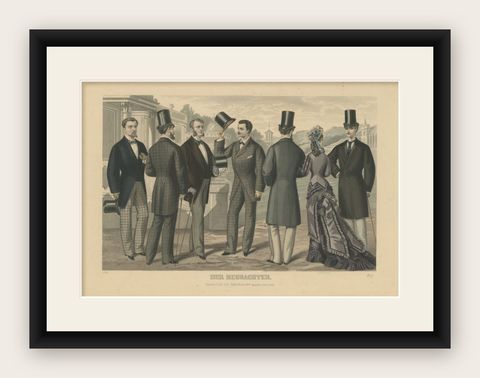 Antique Print of Fashion in April 1877 by Klemm & Weiss, circa 1900, shown framed