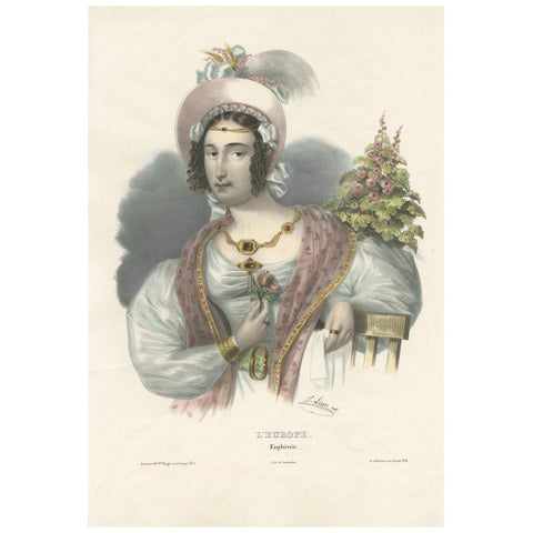 Antique Costume Print of Europe by Lemercier, circa 1840
