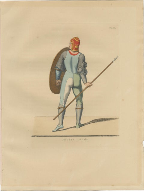 Six Hand-Colored Lithographs of Medieval Italian Costume, Circa 1860, view 7