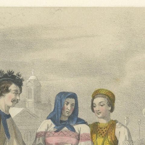 Russian and Finnish Costumes, Peasants and Nobility of St. Petersburg, c.1845, close-up 6