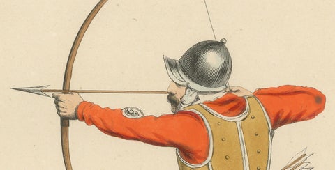 English Archer in Mid-Draw, Costume Di Moyen Age, 1847, close-up 3