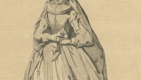 Lady of Quality of Cologne, Germany, Antique Costume Engraving, c.1795, close-up 3