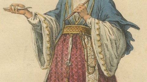 Lady of China in Elegant Court Dress, Antique Print, Jefferys, 1749, close-up 6