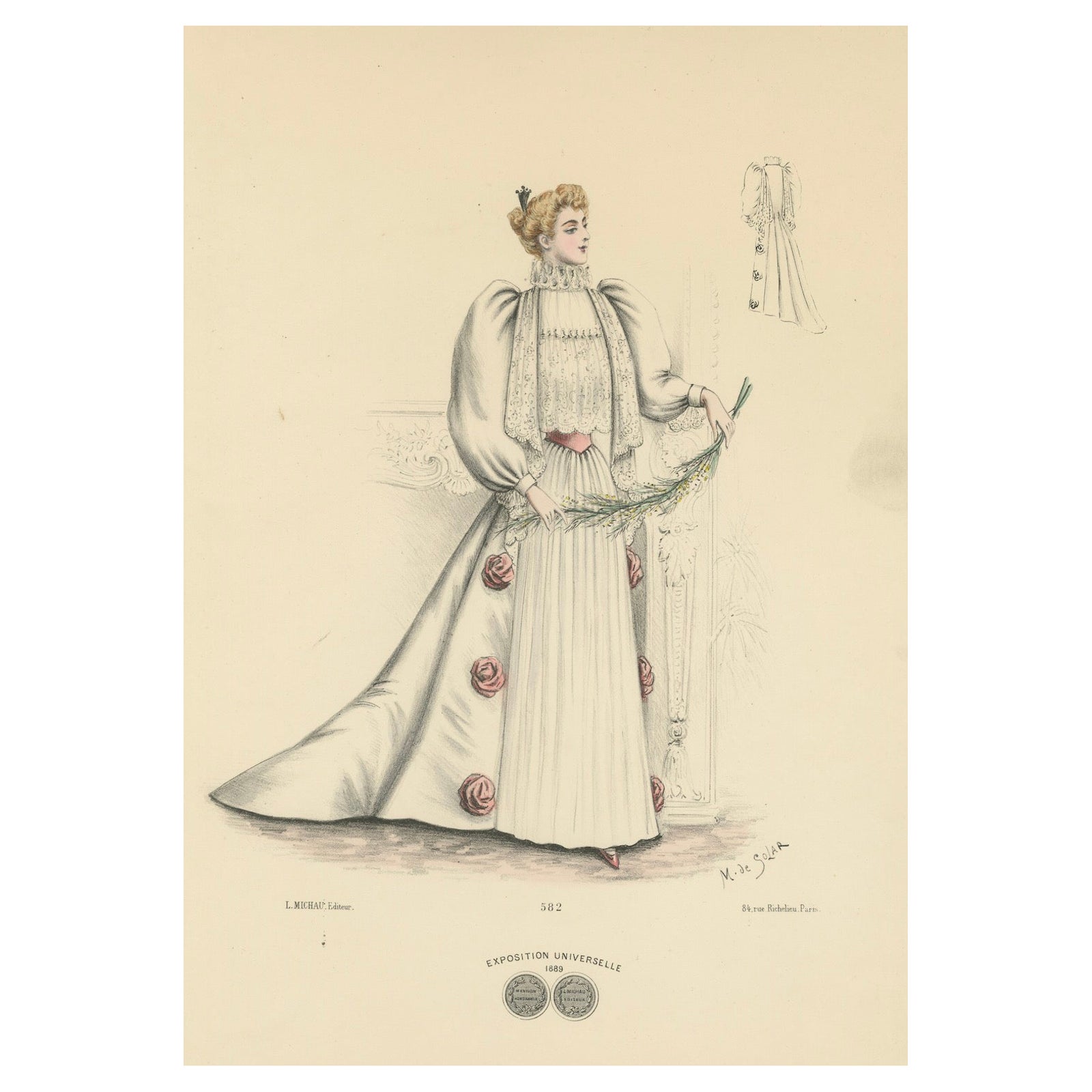 Opulent Fashions of the Victorian Era: Lithograph by L. Michau and M. de Solar