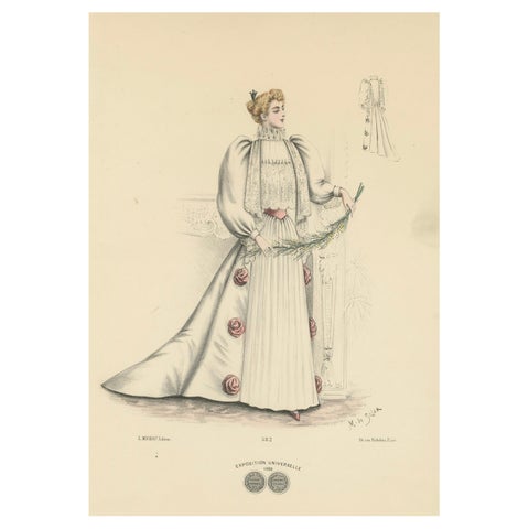 Opulent Fashions of the Victorian Era: Lithograph by L. Michau and M. de Solar