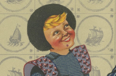 Joyful Children's Round Dance in Spakenburg Costume, Dutch Folk Art Print, 1932, close-up 5