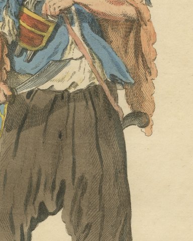 Corporal of the Warasdin Pandours in 1742, Hand Colored Jefferys Plate, 1757, close-up 2