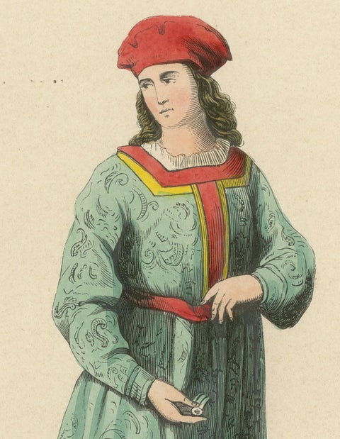 Aristocratic Elegance in the Court of King Henry VI: A Noble Lord Dressep Up, close-up 3