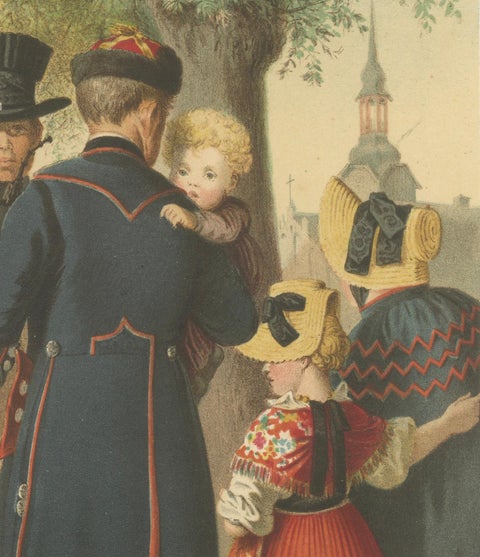 Antique Costume Print of Traditional Attire of Pomerania: Weitzacker in 1870, close-up 3