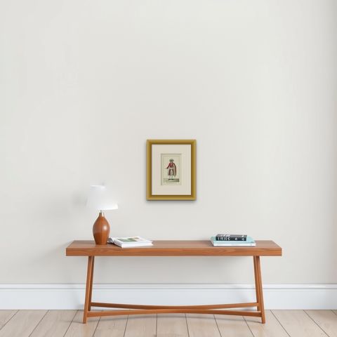 Antique Costume Print of the Emperor and King of France, circa 1810, shown framed on a wall