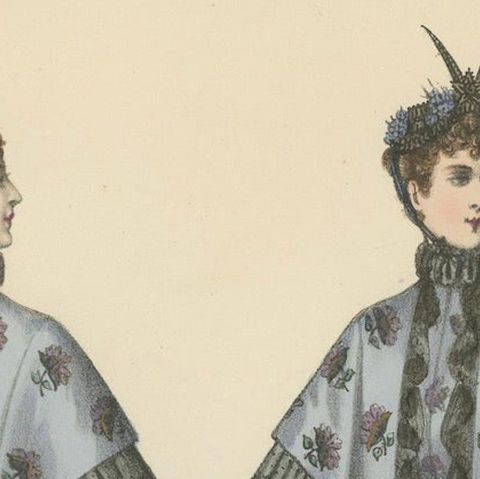 Victorian Elegance in Detail: A Fashion Lithograph by L. Michau, 1889, close-up 6