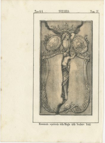 Tomb Monument to the Wife of the Sculptor Nahl, Swiss Lithograph, 1842, view 2