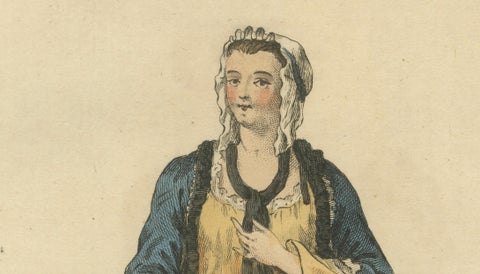 Venetian Morning Dress Costume Print, Lady of Venice Fashion, 1749, close-up 1
