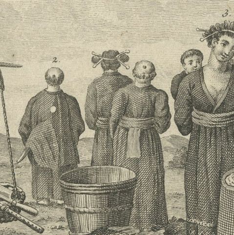 Antique Print of Japanese People and Their Costumes, close-up 2