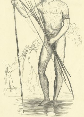 Native of Princess Marianne Strait, Antique Wahlen Costume Print, 1843-1844, close-up 1