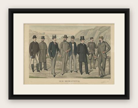 Antique Print of Fashion in June 1890 by Klemm & Weiss, circa 1900, shown framed
