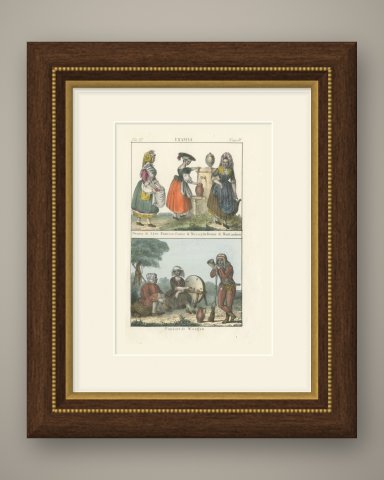 Women of Agen, Marseille and Montauban with Shepherds of the Vosges, 1842, shown framed