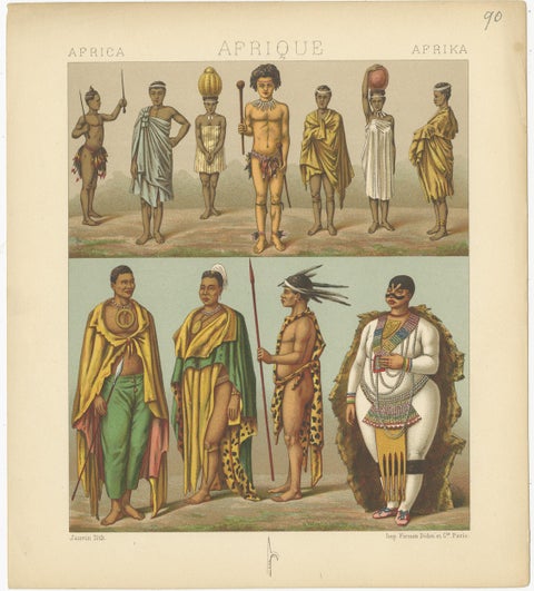 Antique Print of African Costumes Racinet, 'circa 1880', view 4