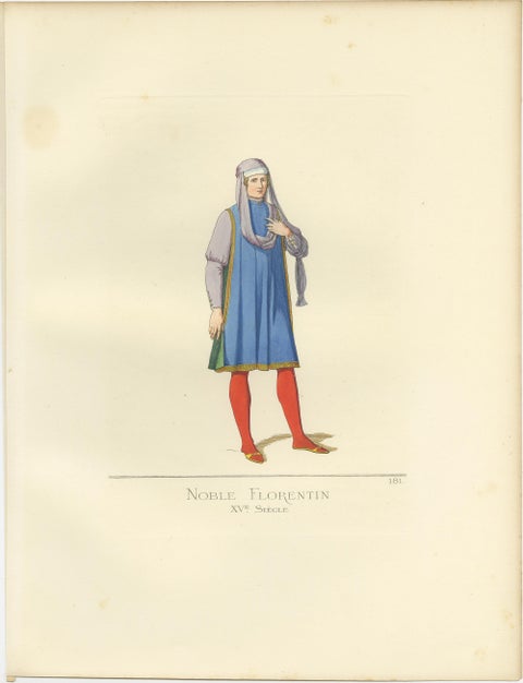 Antique Print of a Nobleman from Florence, 15th Century, by Bonnard, 1860, view 2