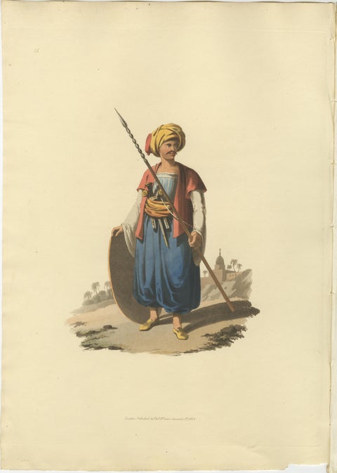 Antique Print of Mameluke of Grand Vizier, the Military Costume of Turkey, 1818, view 2