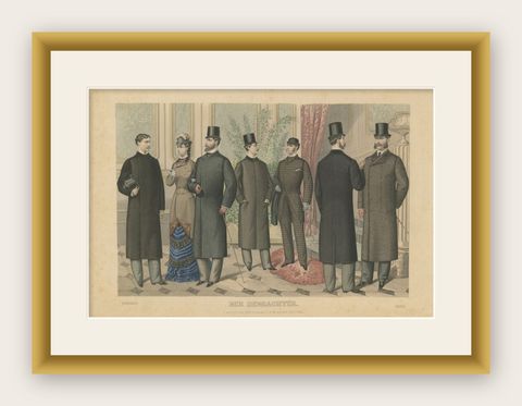 Antique Print of Fashion in November 1880 by Klemm & Weiss, circa 1900, shown framed