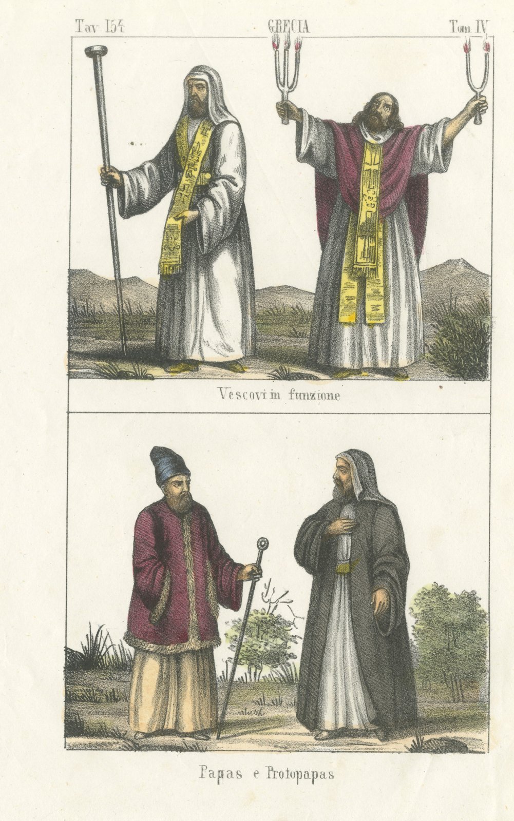 Greek Orthodox Bishops Officiating with a Papas and Protopapas, 1842