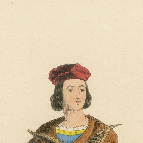 Louis IX: A Portrayal of French Royalty in Medieval Attire, Published in 1847, close-up 4