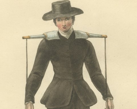 Milkman of Rotterdam with his Yoke, Antique Ackermann Print, 1817, close-up 1