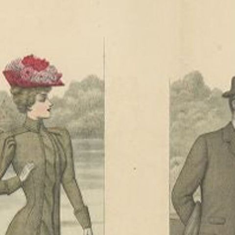 Original Hand-Colored Antique Fashion Print, Published in August, 1898, close-up 1