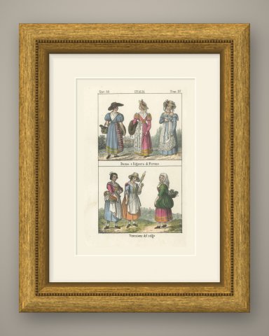 Women and a Lady of Florence with Venetian Women of the People, 1842, shown framed