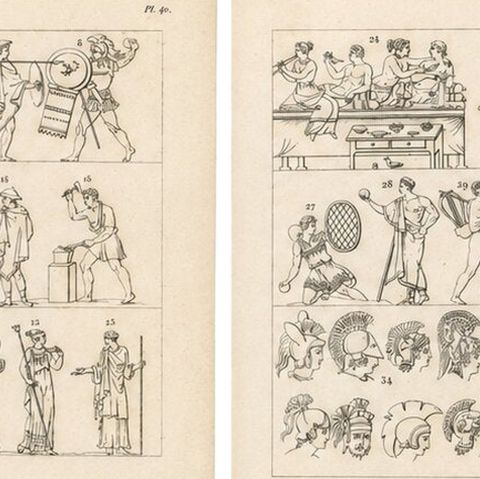 Set of Four Ancient Greek Costume, Arms and Decorative Arts Prints, 1825, close-up 1