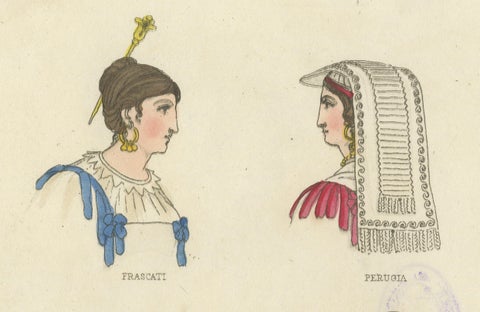 Traditional Costumes from Frascati, Perugia, Albano and Monastic Orders, 1823, close-up 4